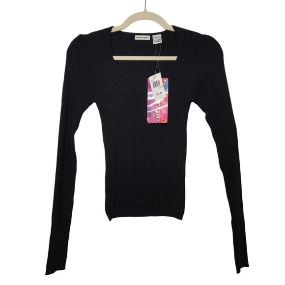 NWT Vintage Y2k Energie Black Ribbed Stretchy Goth Emo Fall Witchy Small - Picture 1 of 5